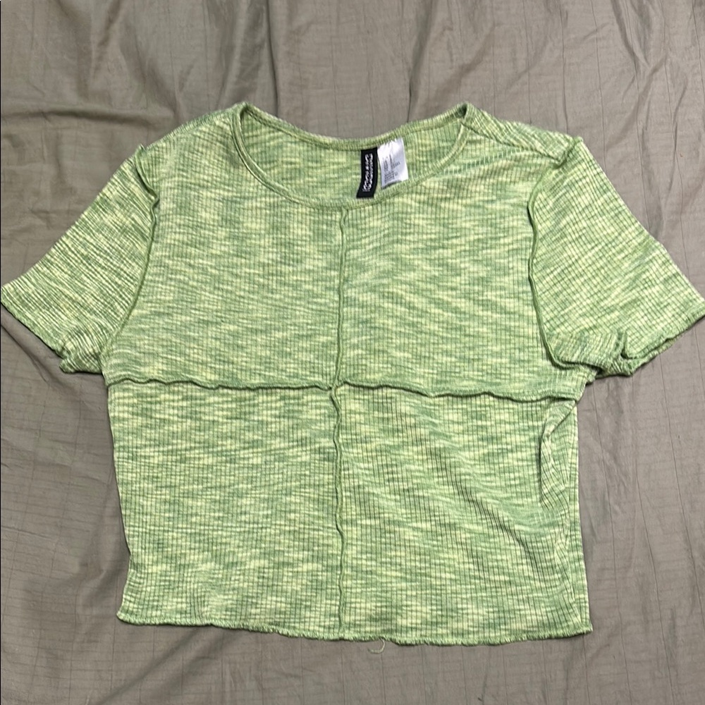 H&M Green Fitted Crop T-Shirt